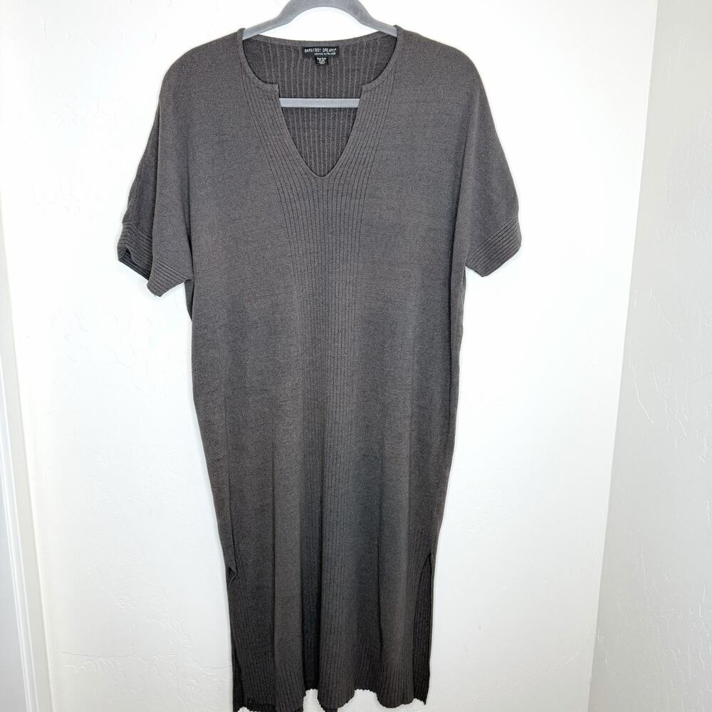 Barefoot Dreams Cozychic Ulta Lite Caftan Dress One Size Plus Dark Gray